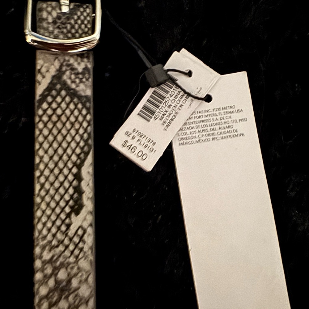 White House Black Market Black and Gray Patterned Belt